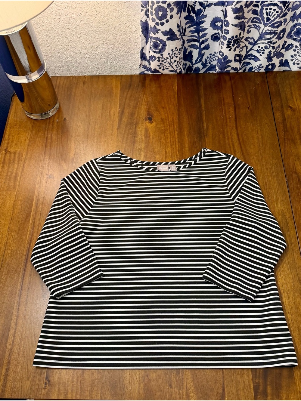 Chicos Black & White Stripe Boatneck Women's Top